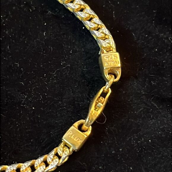 Gold over 925 Italian Sterling Silver Franco Chain Bracelet - Picture 3 of 11